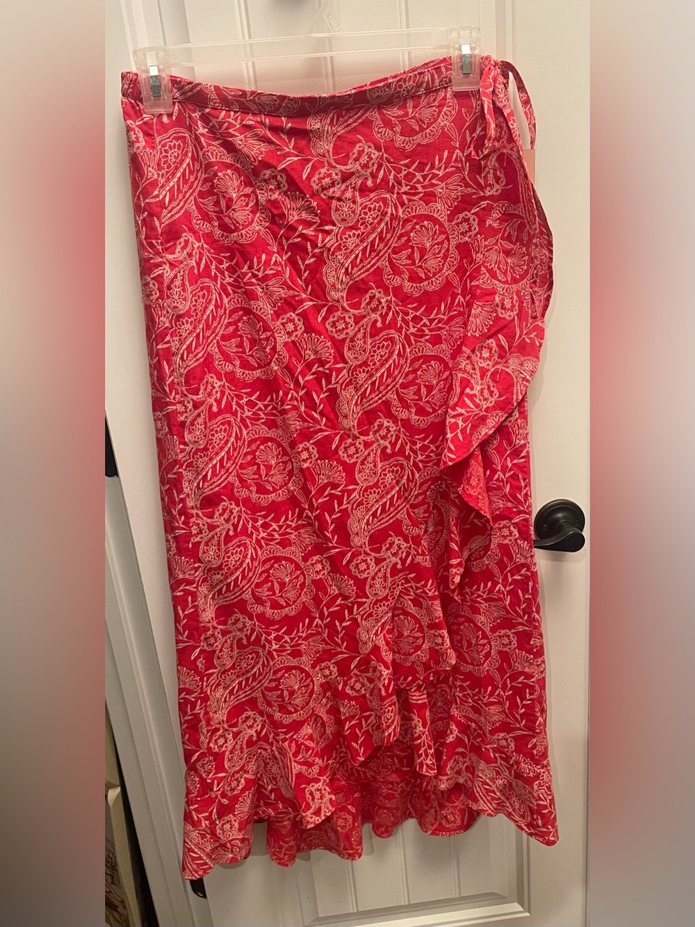 Universal Thread Red Paisley Tie-Waist Maxi Skirt